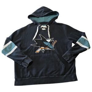 San Jose Sharks Lace Up Hoodie Mens Medium NHL Wright & Ditson Pullover